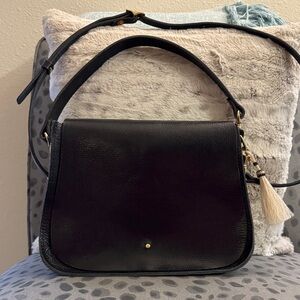Brand New Meanwhile Back on the Farm Black Luxe Leather Saddle Bag